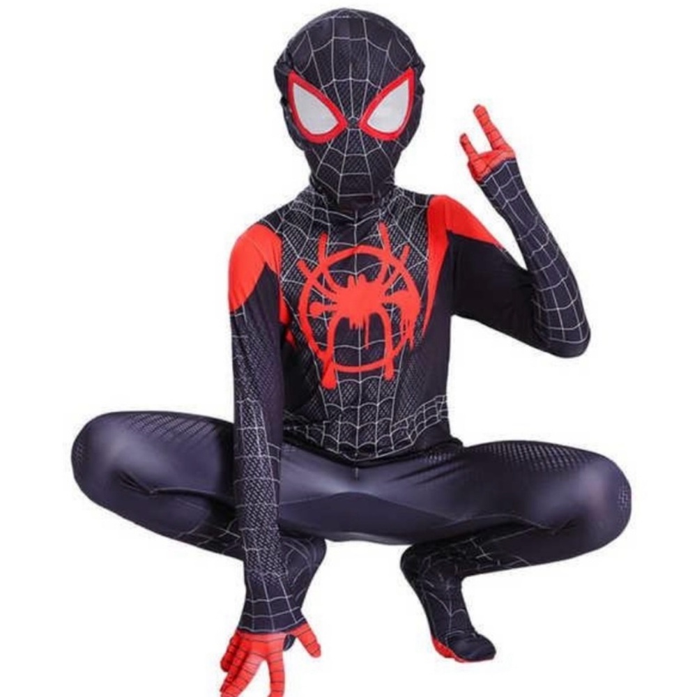 SpiderVerse Miles Morales Spiderman Jumpsuit Kids/Adult Costume Cosplay